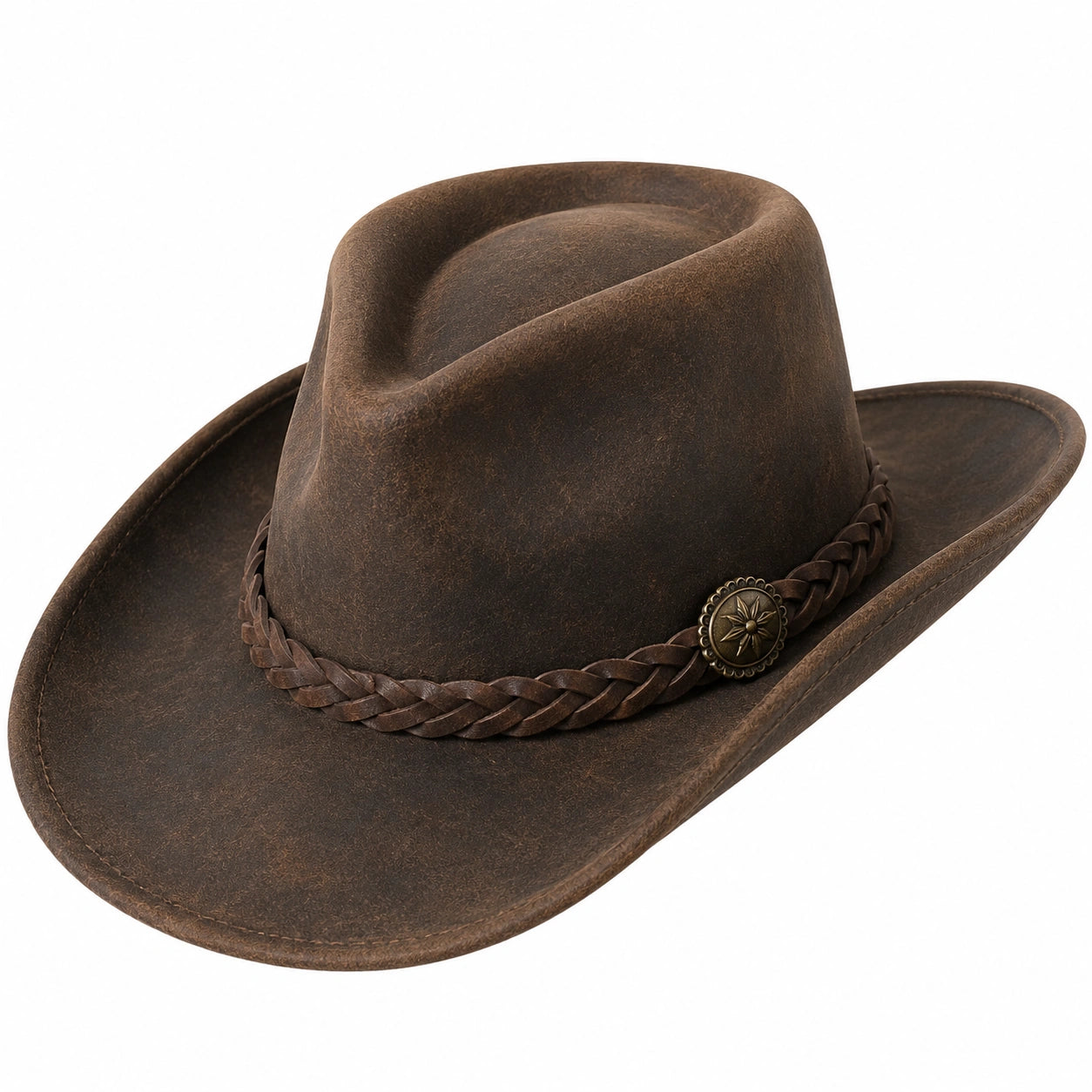 Brauner Cowboyhut mit Geflochtenem Band