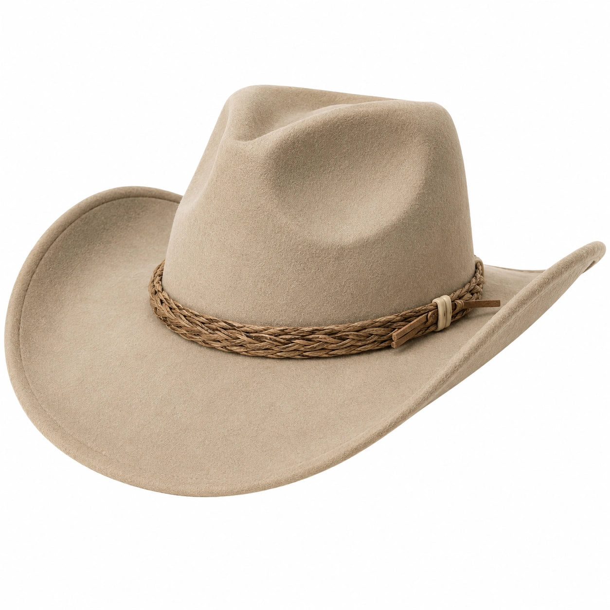 Westernhut mit breiter Krempe und Flechtdetail in Beige