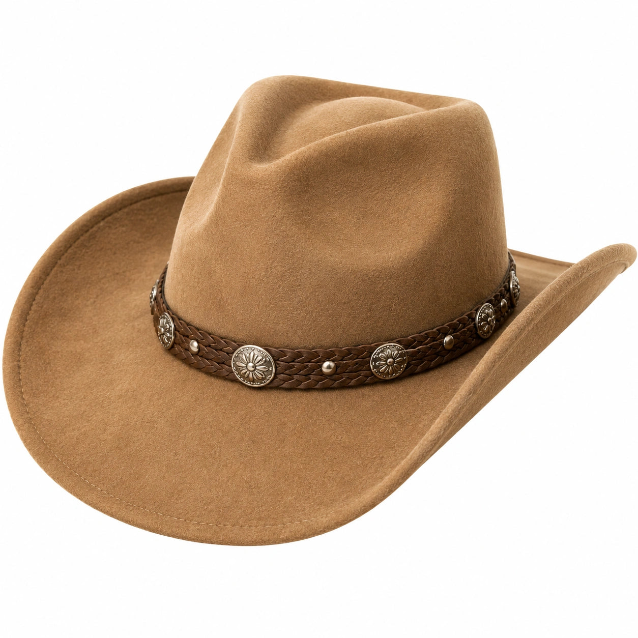 Klassischer Cowboy-Hut Braun mit Geflochtenem Band