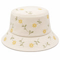 Bucket Hat mit Gelber Blumenstickerei Beige