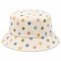 Bucket Hat mit Punktemuster in Beige und Mehrfarben