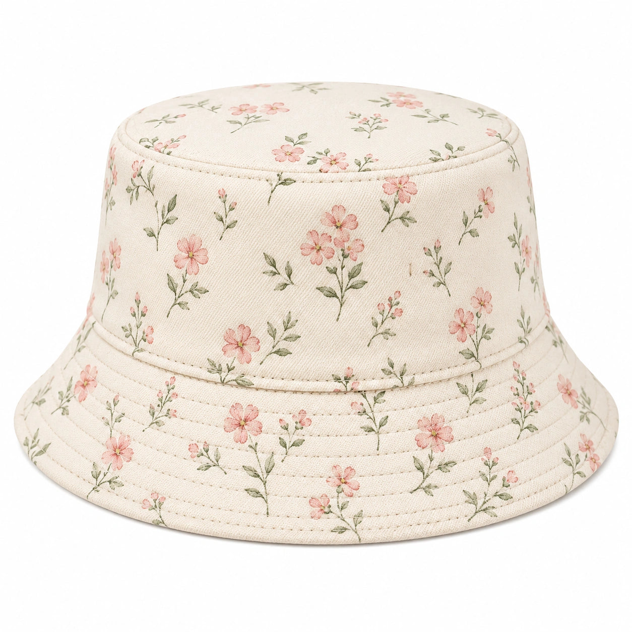 Damen Eimerhut mit Blumenmuster Beige