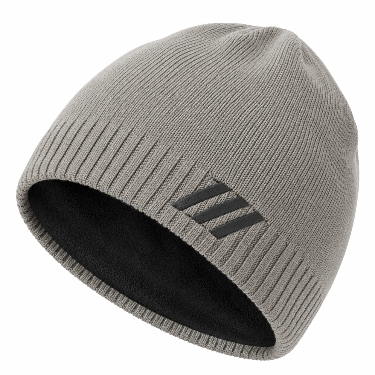 Unisex Strickmütze mit Fleecefutter Hellgrau